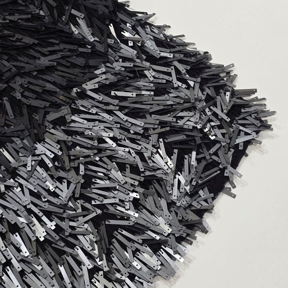 Zara ⦠Metal Fringe Mini Skirt ⦠Black Silver Ombre Handmade Limited Ed S NWT - Picture 6 of 12